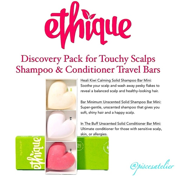 Ethique Discovery Pack for Touchy Scalps Shampoo & Conditioner 3 Travel Bars - Picture 3 of 16